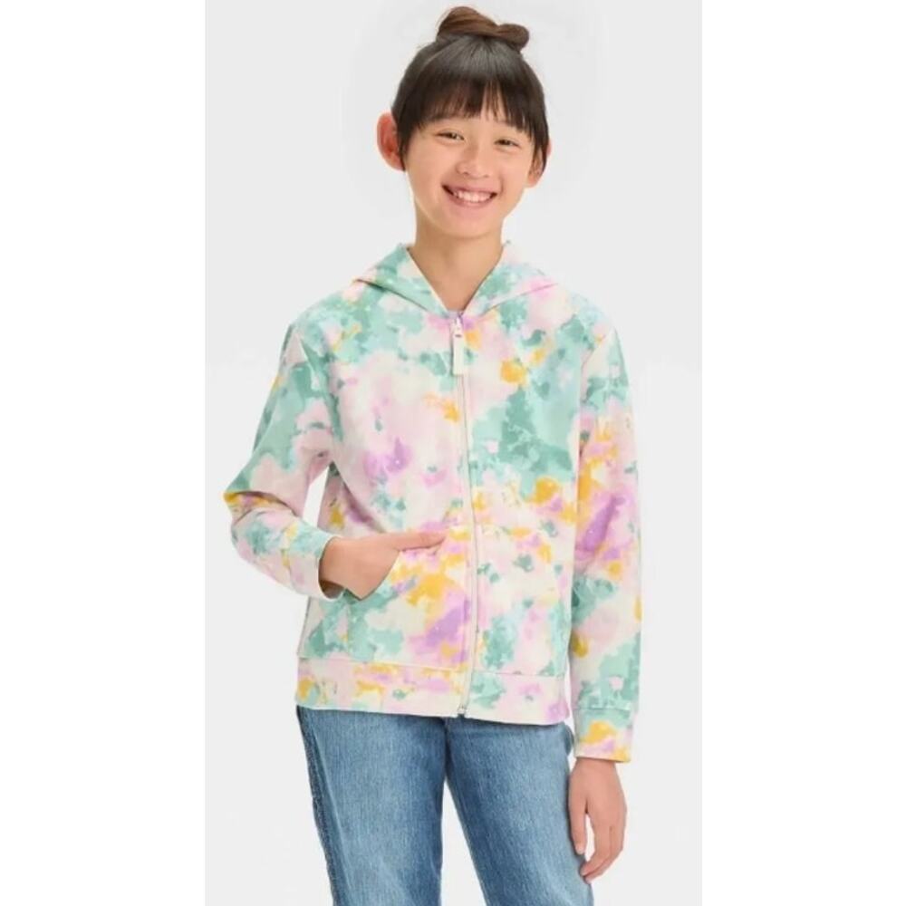 Cat & Jack Girls M(8) & XL(14) Tie-Dye Full Zip Fleece Hoodie Sweatshirt NWT